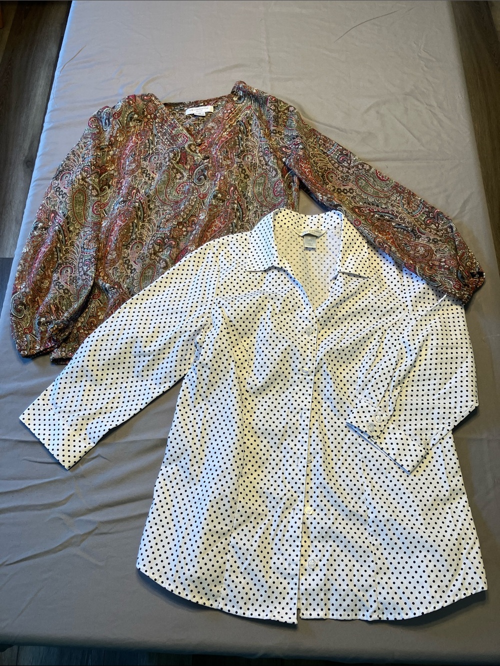 Polka Dot Button-Down Shirt - White/Black- Multi Color Button Down Shirt